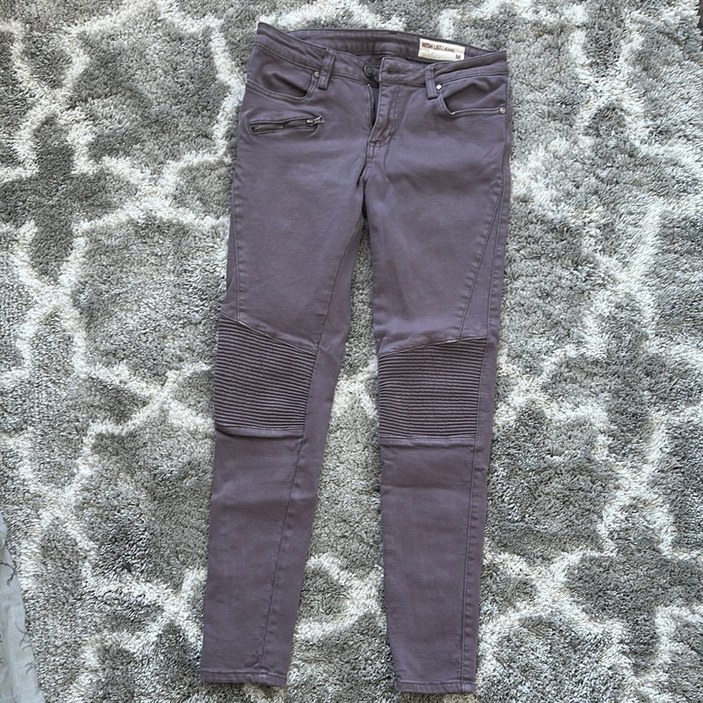 Grey/Purple Moto Skinny Jeans